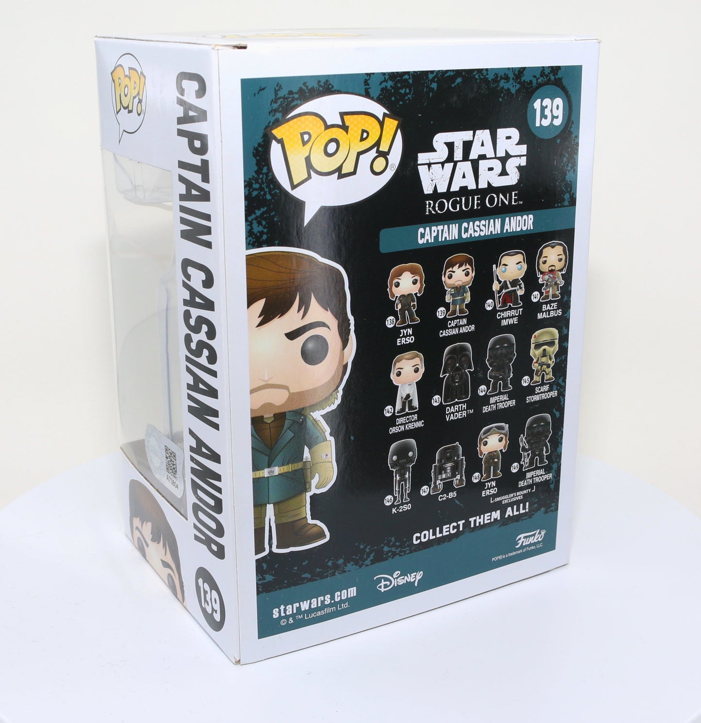 
                  
                    Diego Luna as Captain Cassian Andor in Rogue One: A Star Wars Story Signed Funko POP!  #139
                  
                