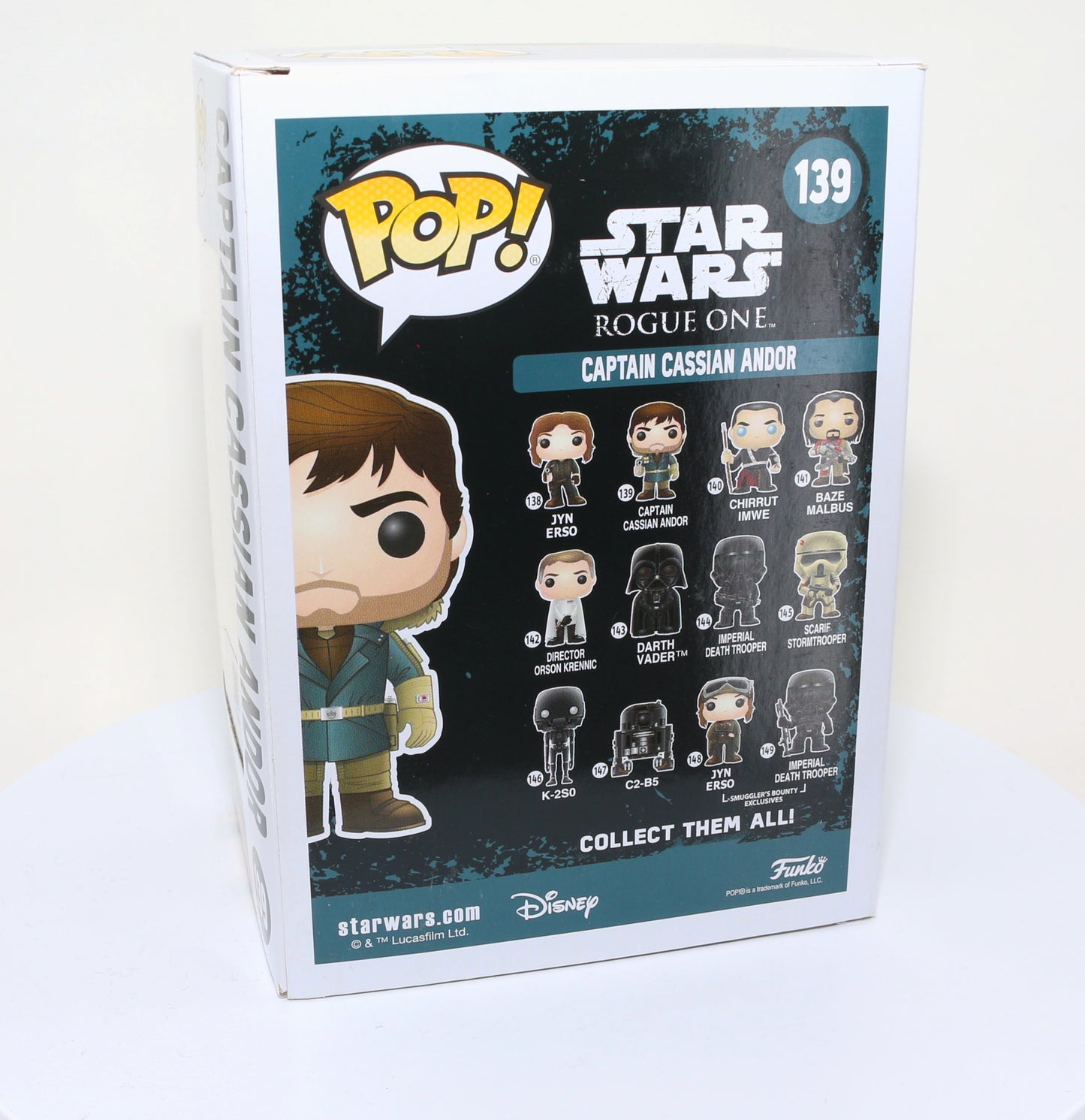 
                  
                    Diego Luna as Captain Cassian Andor in Rogue One: A Star Wars Story Signed Funko POP!  #139
                  
                