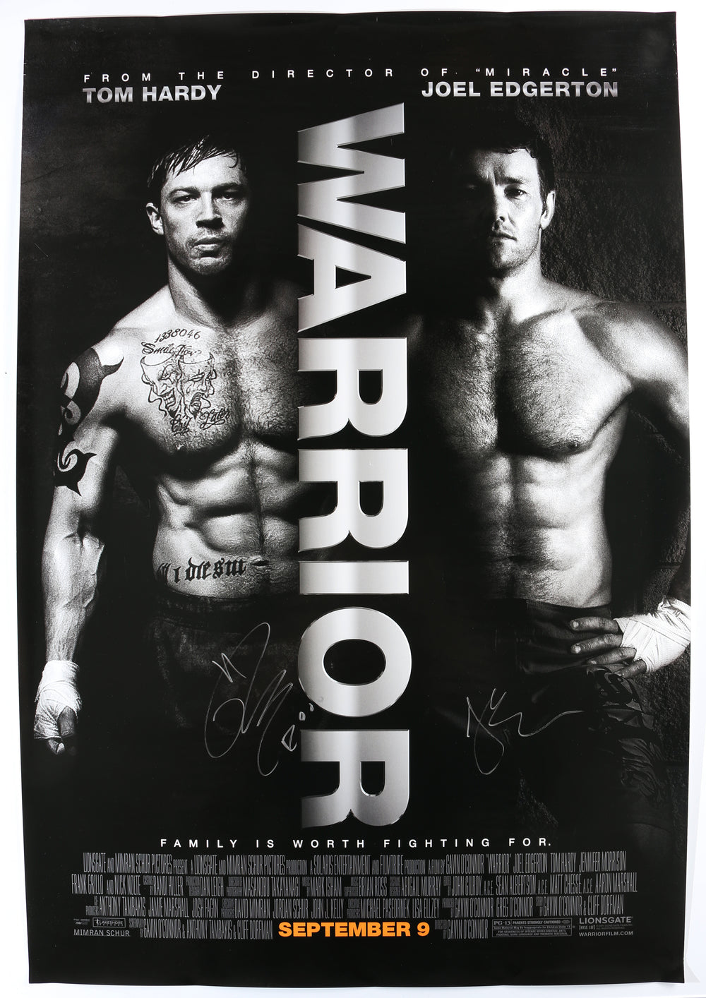 Tom Hardy as Tommy Conlon & Joel Edgerton as Brendan Conlon in Warriors Signed 27x40 Poster
