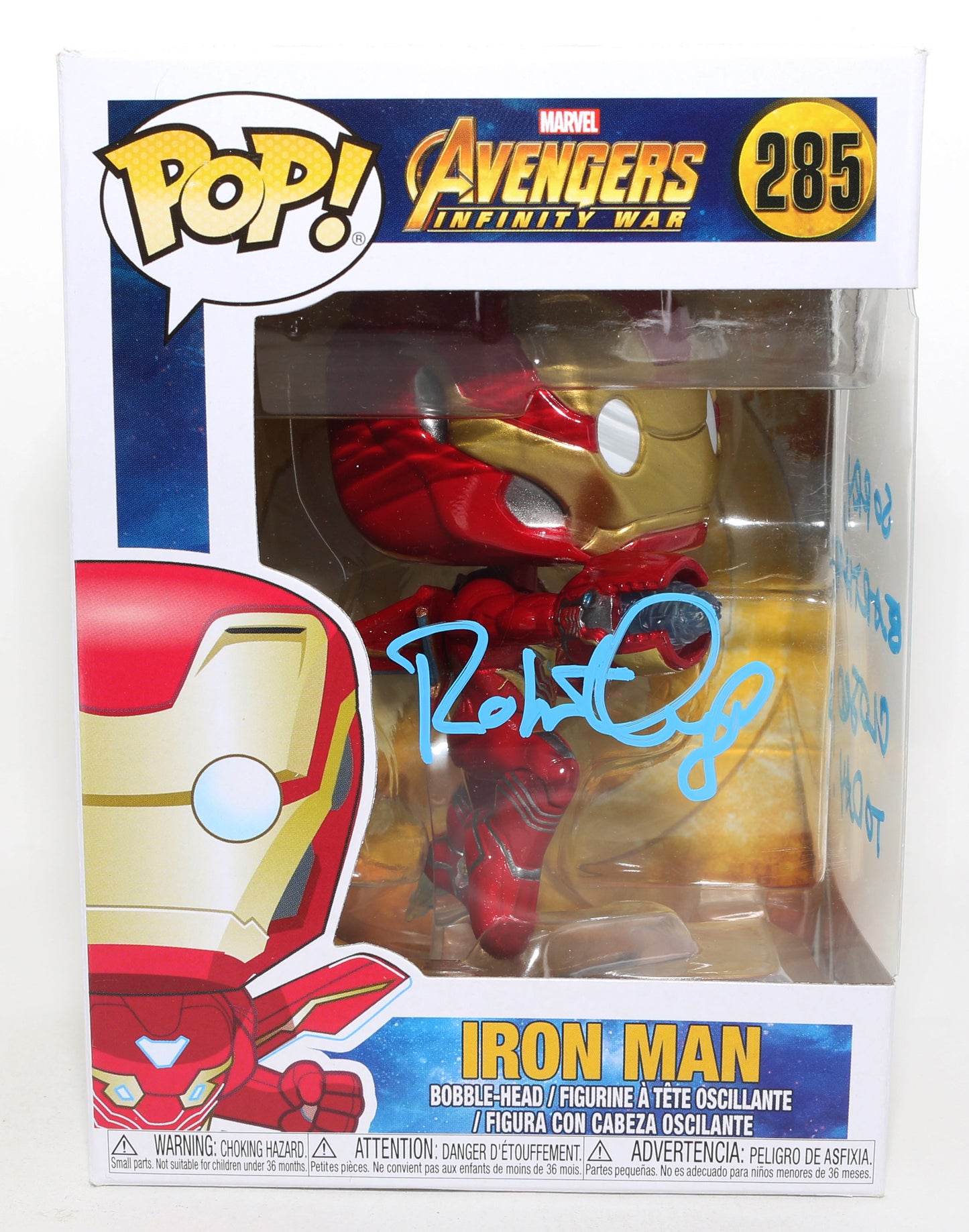 
                  
                    Robert Downey Jr. as Iron Man in Avengers: Infinity War Signed Funko POP! #285 with Quote
                  
                