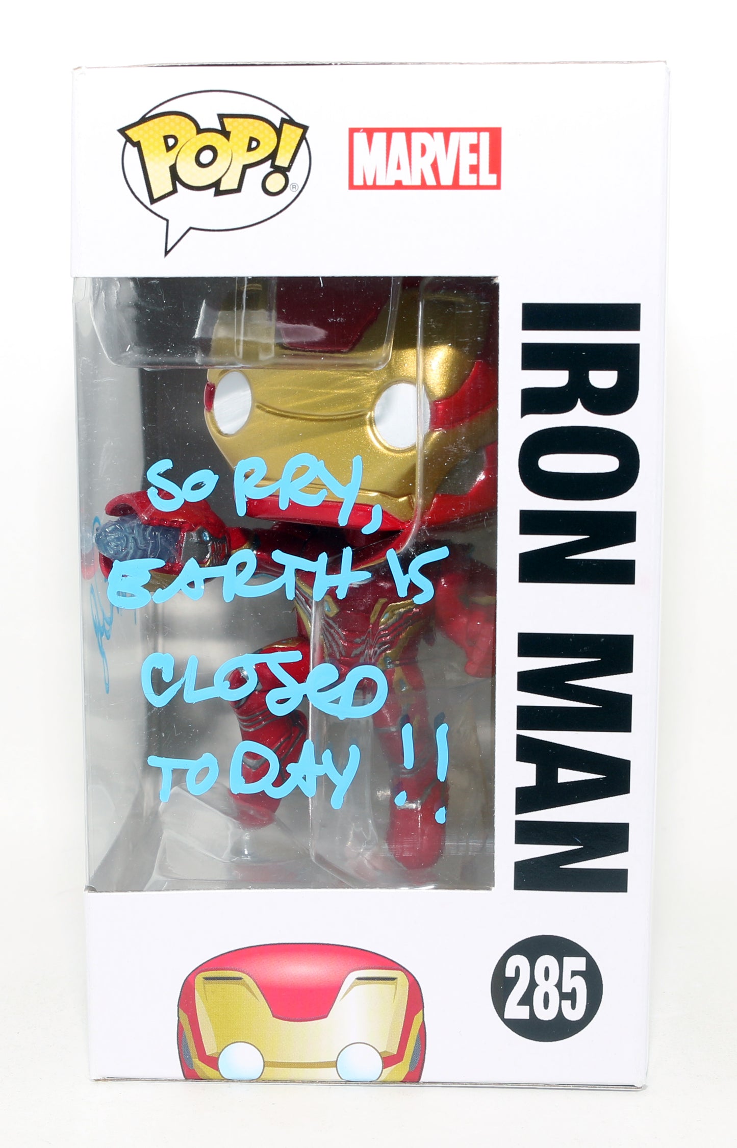
                  
                    Robert Downey Jr. as Iron Man in Avengers: Infinity War Signed Funko POP! #285 with Quote
                  
                