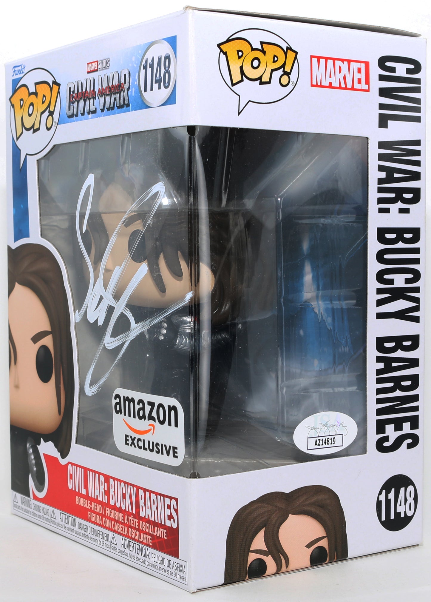 
                  
                    Sebastian Stan as Bucky Barnes in Captain America: Civil War Amazon Exclusive (JSA) Signed Funko POP! #1148
                  
                