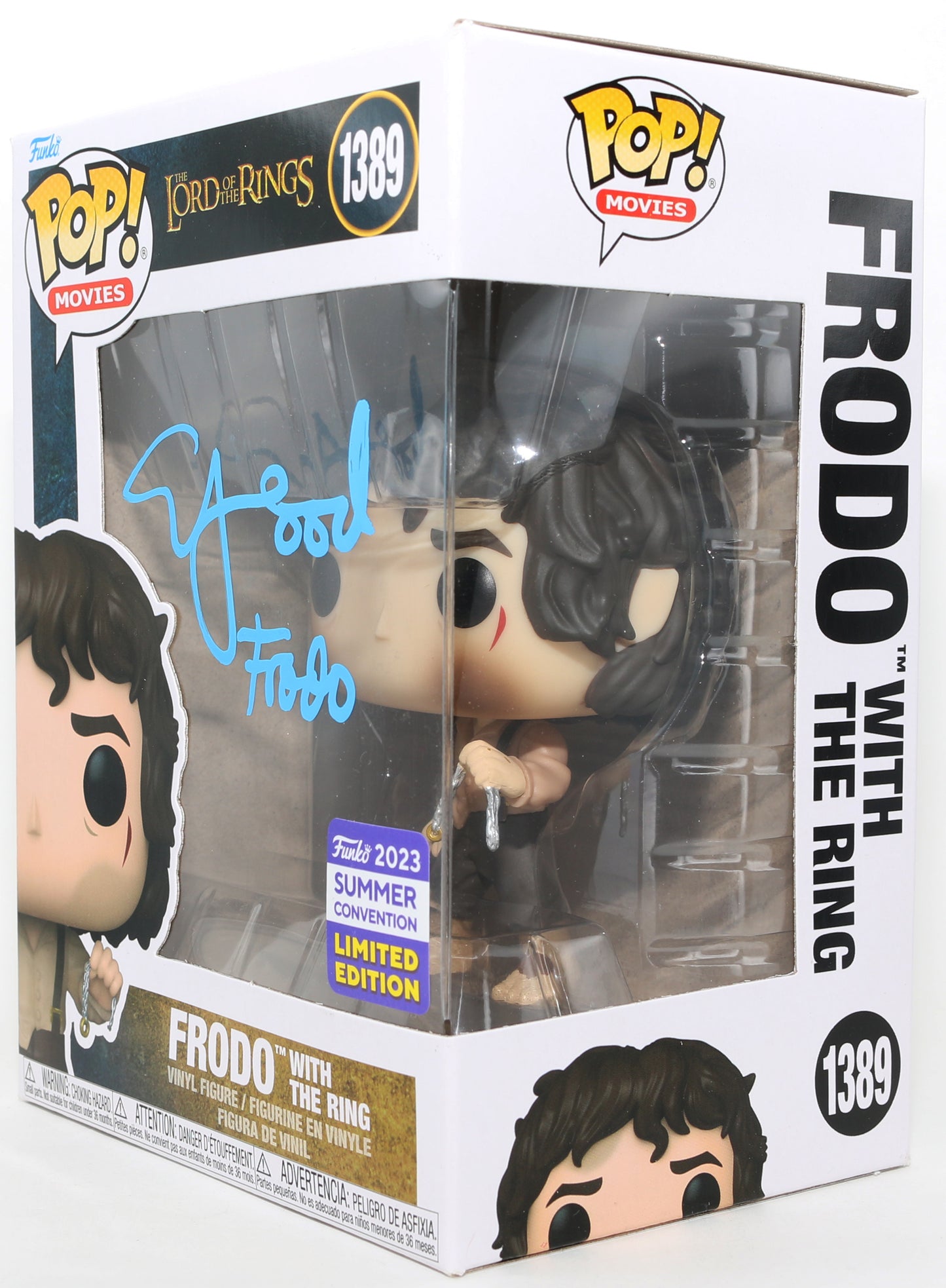 
                  
                    Elijah Wood as Frodo Baggins [With the Ring] in The Lord of the Rings: The Return of the King 2023 Summer Convention Limited Edition Signed Funko POP! #1389 with Character Name
                  
                