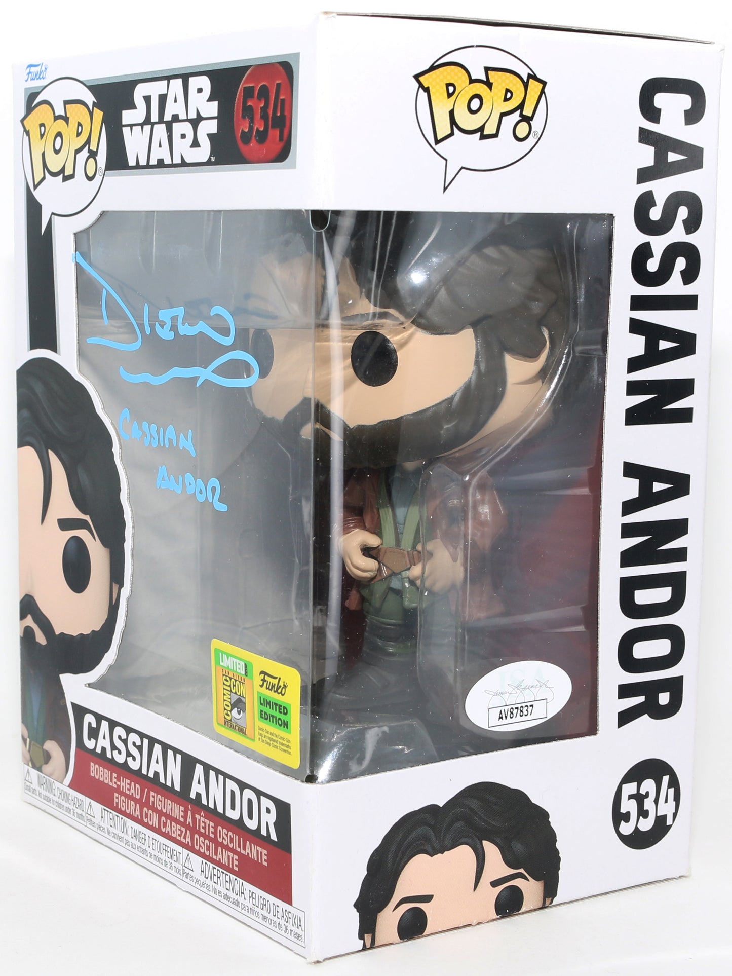 
                  
                    Diego Luna as Cassian Andor in Star Wars: Andor 2022 SDCC Limited Edition (JSA) Signed Funko POP! #534 with Character Name
                  
                