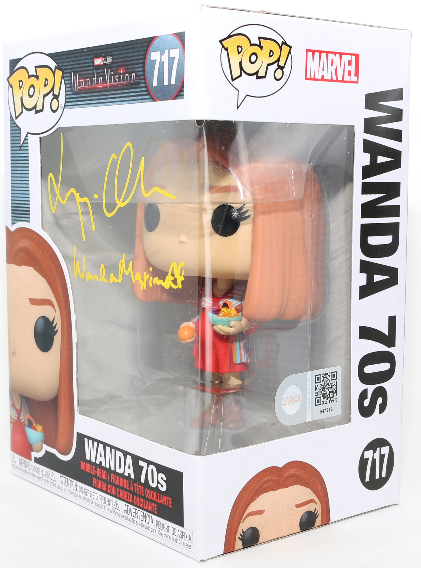 
                  
                    Elizabeth Olsen as Wanda [70's] in WandaVision (SWAU) Signed Funko POP! #717 with Character Name
                  
                