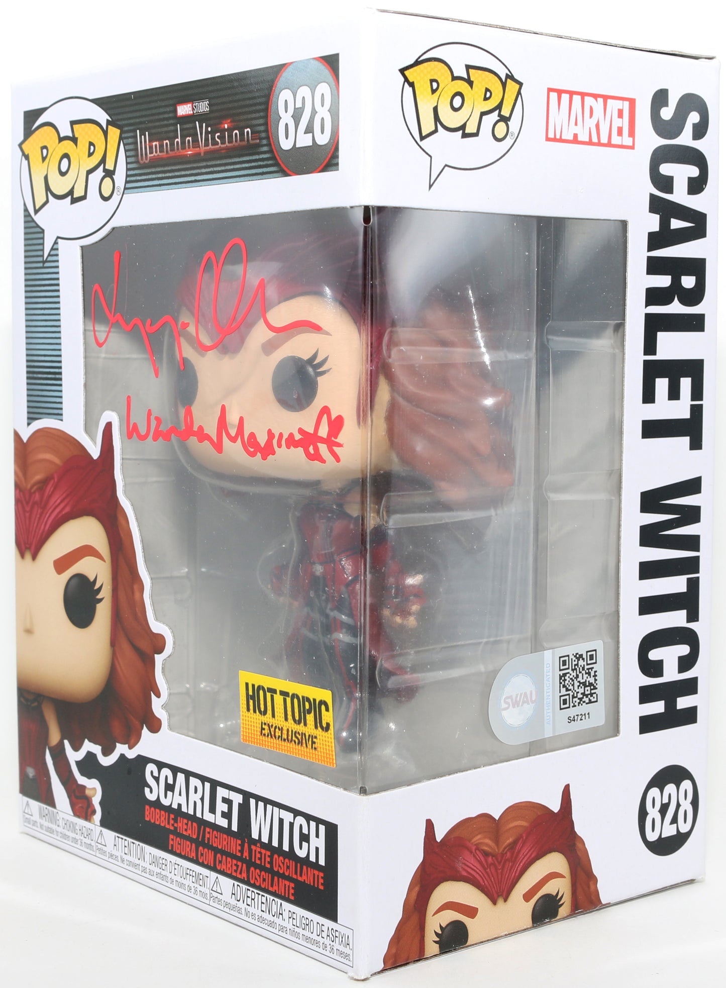 
                  
                    Elizabeth Olsen as Scarlet Witch in WandaVision Hot Topic Exclusive (SWAU) Signed Funko POP! #828 with Character Name
                  
                