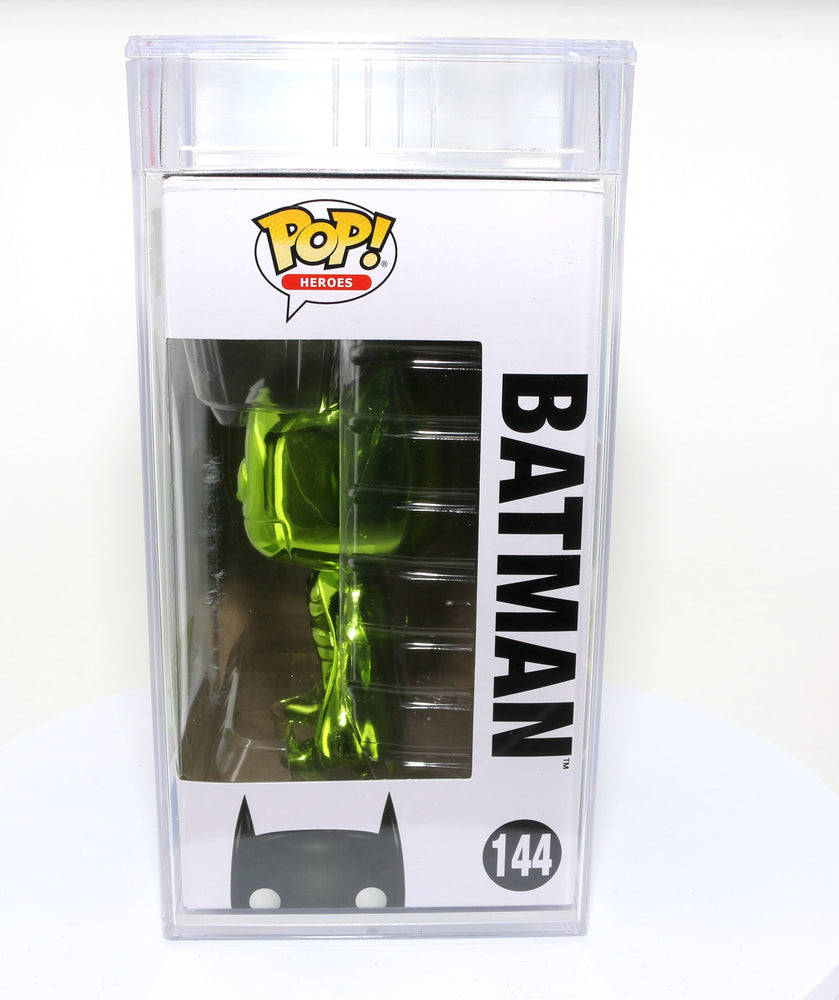 
                  
                    Green Metallic Batman from DC Super Heroes 2018 Emerald City Comic Con Exclusive Limited to 1500 Pieces Funko POP! #144 PSA Graded 9 - Grail
                  
                