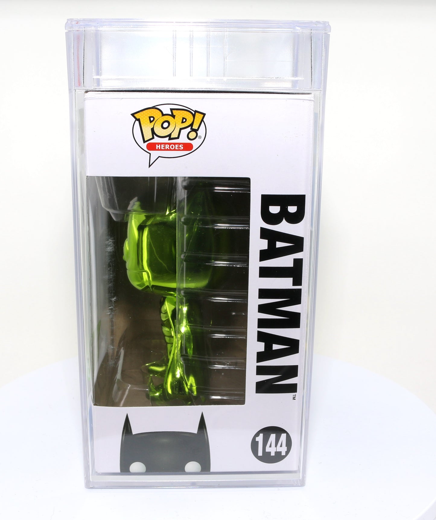 
                  
                    Green Metallic Batman from DC Super Heroes 2018 Emerald City Comic Con Exclusive Limited to 1500 Pieces Funko POP! #144 PSA Graded 9 - Grail
                  
                