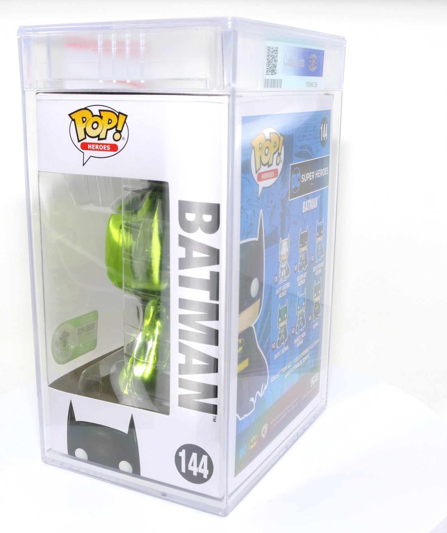 
                  
                    Green Metallic Batman from DC Super Heroes 2018 Emerald City Comic Con Exclusive Limited to 1500 Pieces Funko POP! #144 PSA Graded 9 - Grail
                  
                