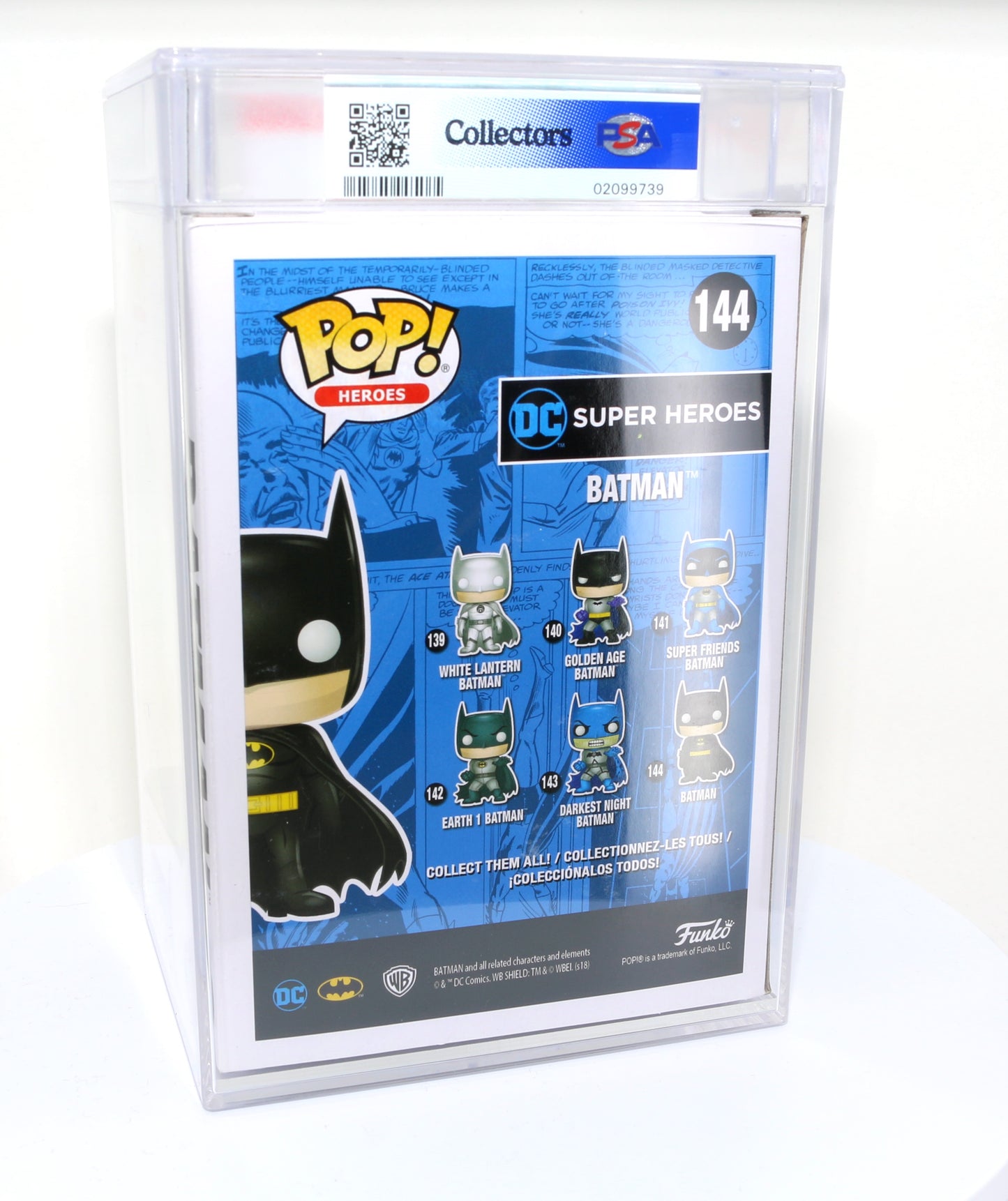 
                  
                    Green Metallic Batman from DC Super Heroes 2018 Emerald City Comic Con Exclusive Limited to 1500 Pieces Funko POP! #144 PSA Graded 9 - Grail
                  
                
