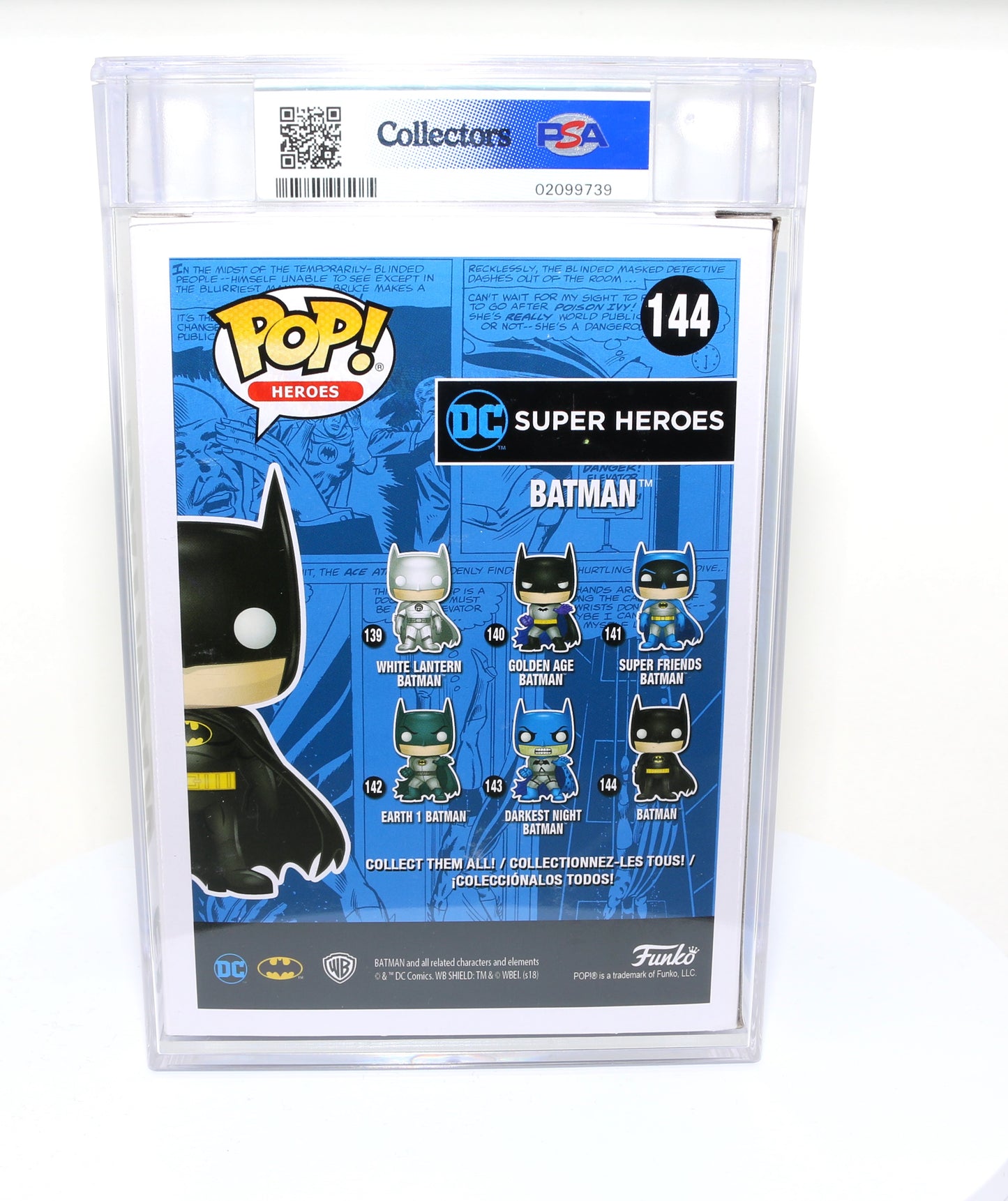 
                  
                    Green Metallic Batman from DC Super Heroes 2018 Emerald City Comic Con Exclusive Limited to 1500 Pieces Funko POP! #144 PSA Graded 9 - Grail
                  
                