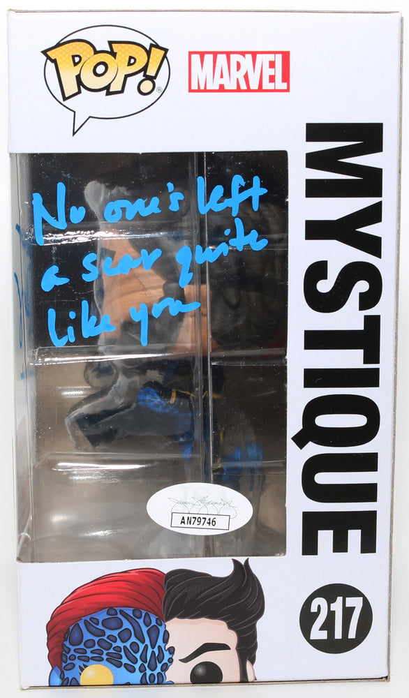
                  
                    Rebecca Romijn as Mystique in X-Men Marvel Collector Corps Exclusive (JSA) Signed Funko POP! #217 with Character Name & Quote
                  
                