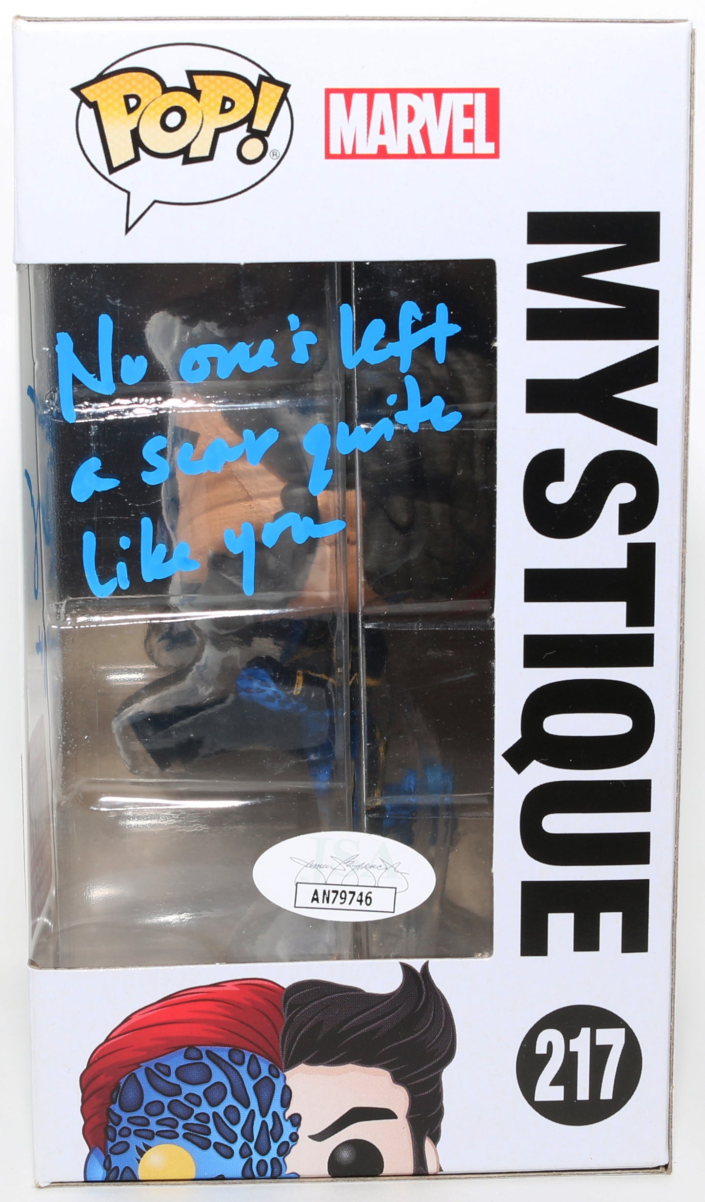 
                  
                    Rebecca Romijn as Mystique in X-Men Marvel Collector Corps Exclusive (JSA) Signed Funko POP! #217 with Character Name & Quote
                  
                