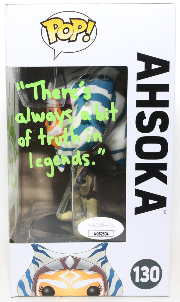 
                  
                    Ashley Eckstein as Ahsoka Tano in Star Wars: Rebels Hot Topic Exclusive (JSA) Signed Funko POP! #130 with Character Name & Quote
                  
                