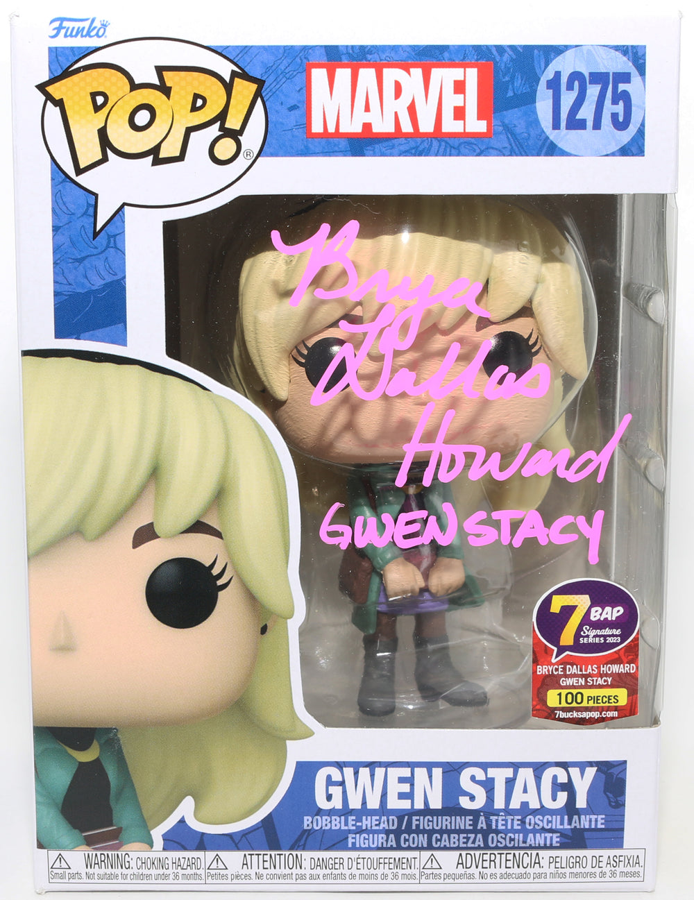 Bryce Dallas Howard as Gwen Stacy in Spider-Man 3 7BAP Exclusive (JSA) Signed Funko POP! #1275 with Character Name
