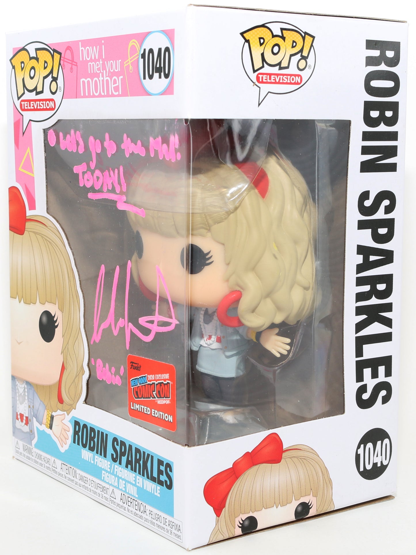 
                  
                    Cobie Smulders as Robin Scherbatsky in How I Met Your Mother 2023 New York Comic Con Limited Edition Signed Funko POP! #1040 with Character Name & Quote
                  
                