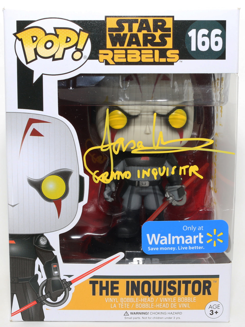 Jason Isaacs as The Inquisitor in Star Wars: Rebels Walmart Exclusive (JSA) Signed Funko POP! #166 with Character Name & Quote