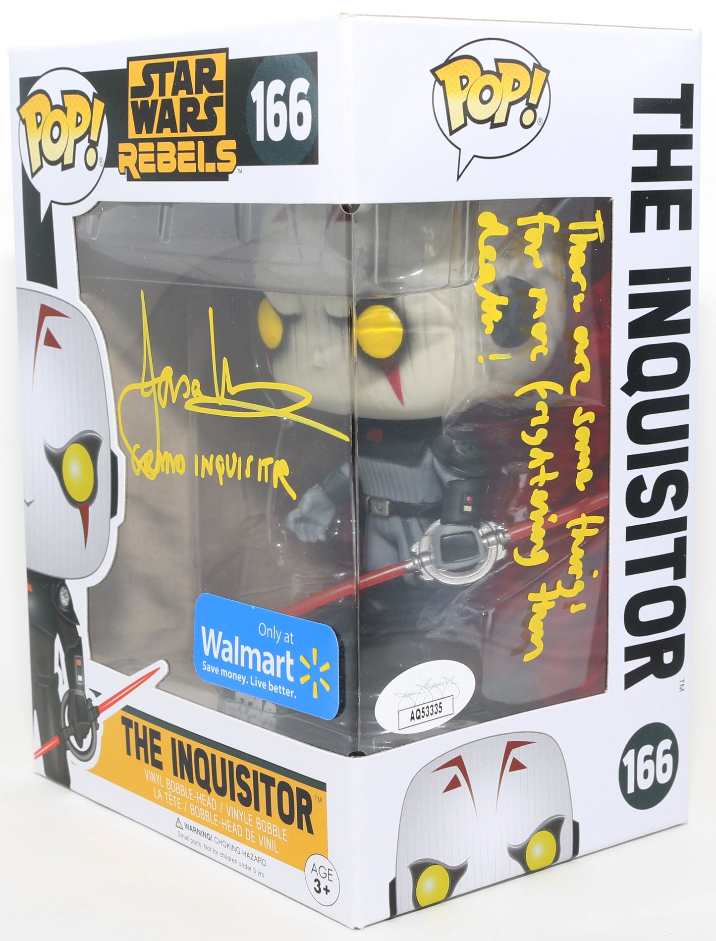 
                  
                    Jason Isaacs as The Inquisitor in Star Wars: Rebels Walmart Exclusive (JSA) Signed Funko POP! #166 with Character Name & Quote
                  
                