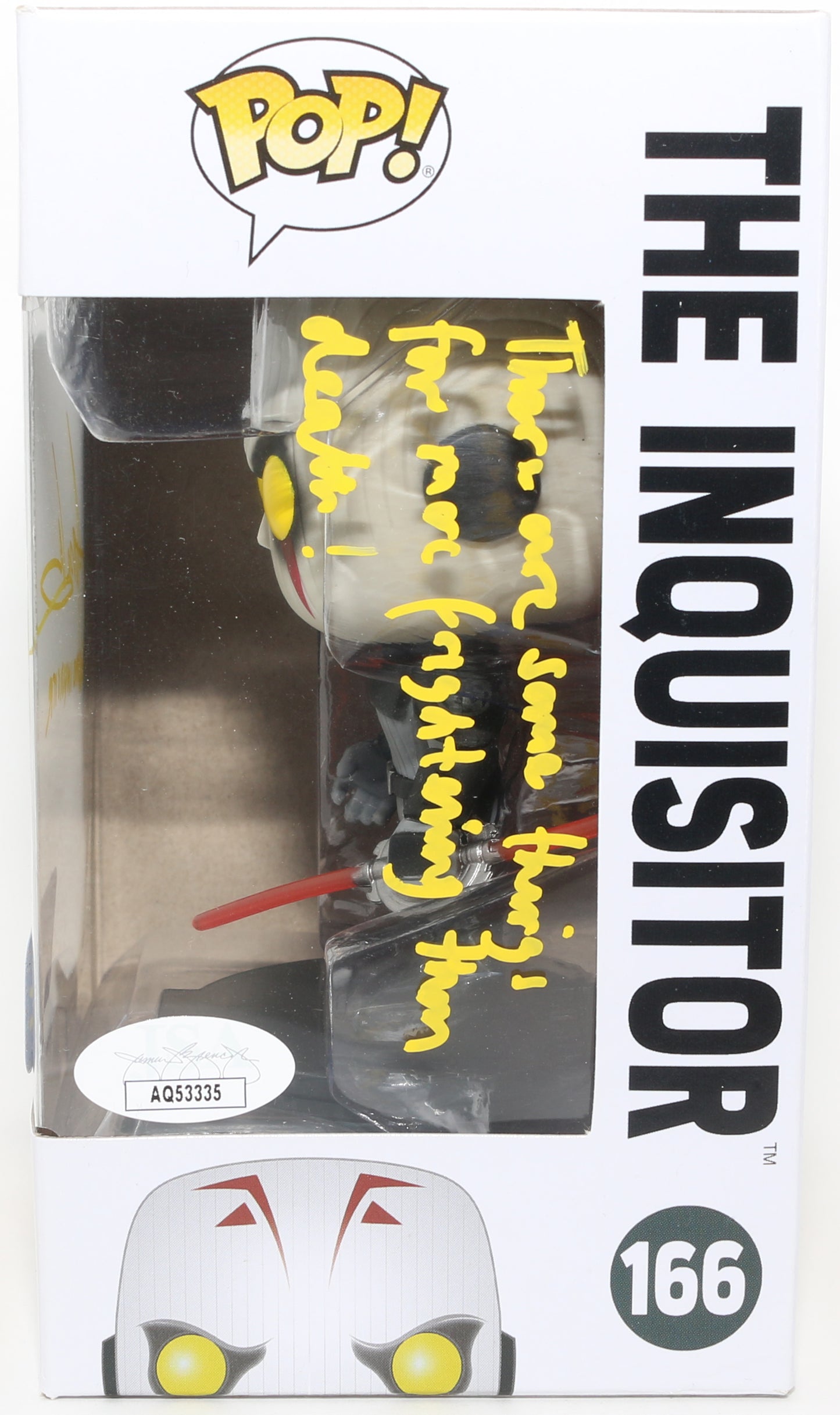 
                  
                    Jason Isaacs as The Inquisitor in Star Wars: Rebels Walmart Exclusive (JSA) Signed Funko POP! #166 with Character Name & Quote
                  
                