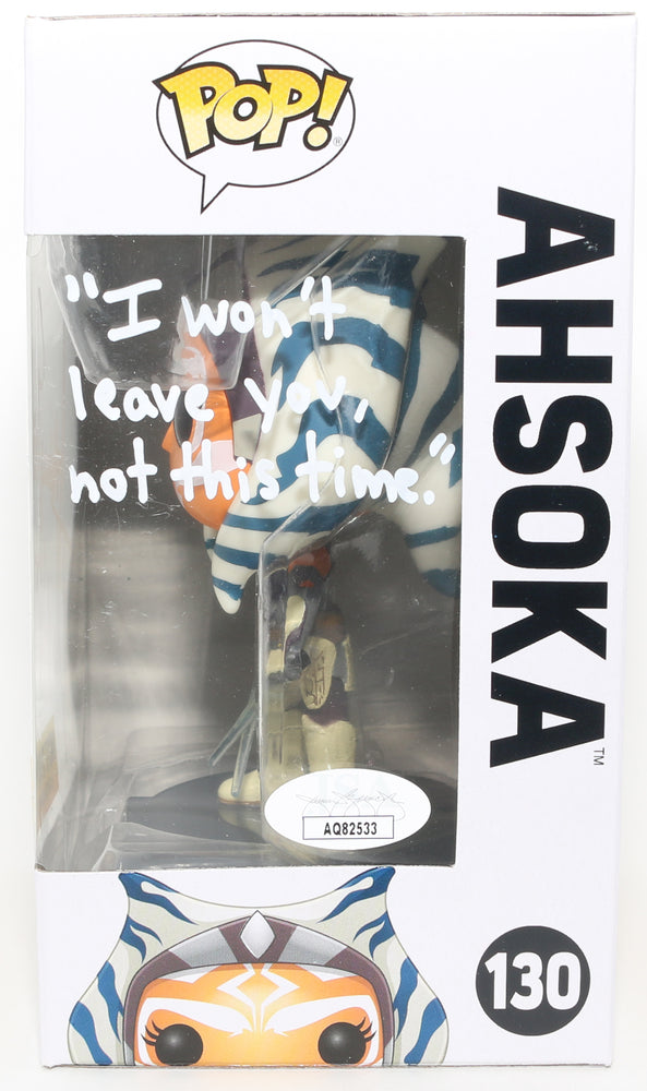
                  
                    Ashley Eckstein as Ahsoka Tano in Star Wars: Rebels Hot Topic Exclusive (JSA) Signed Funko POP! #130 with Character Name & Quote
                  
                