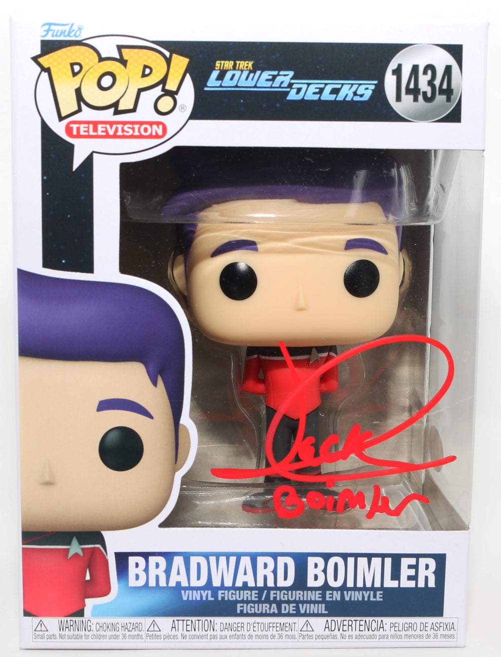 Jack Quaid as Bradward Boimler in Star Trek: Lower Decks (JSA) Signed Funko POP! #1434 with Character Name