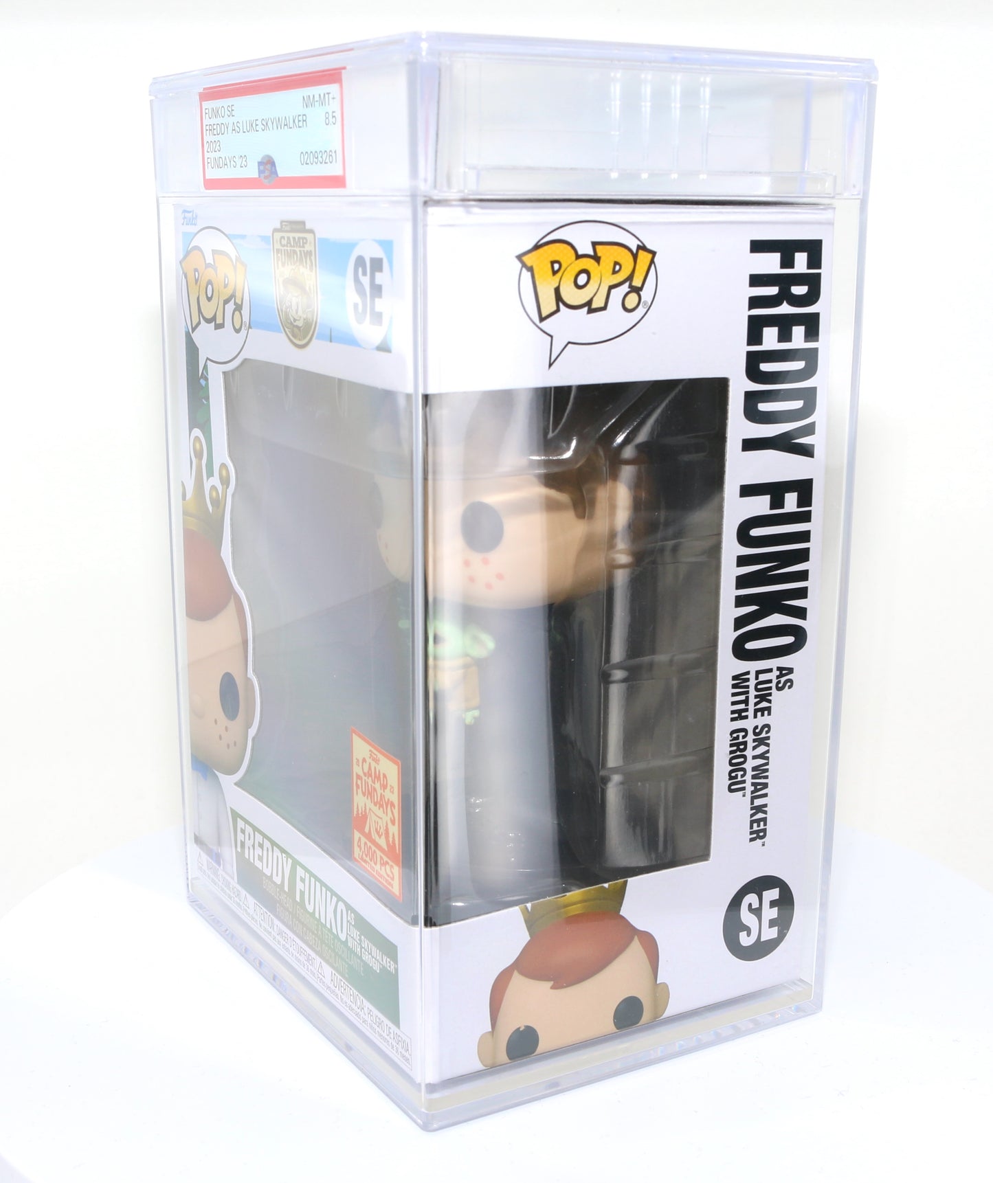 
                  
                    Freddy Funko as Luke Skywalker with Grogu from Star Wars: The Mandalorian 2023 Camp Fundays Exclusive Limited to 4000 Pieces Funko POP! #SE PSA Graded 8.5 - Grail
                  
                