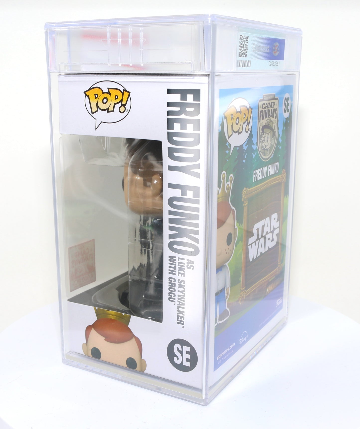 
                  
                    Freddy Funko as Luke Skywalker with Grogu from Star Wars: The Mandalorian 2023 Camp Fundays Exclusive Limited to 4000 Pieces Funko POP! #SE PSA Graded 8.5 - Grail
                  
                