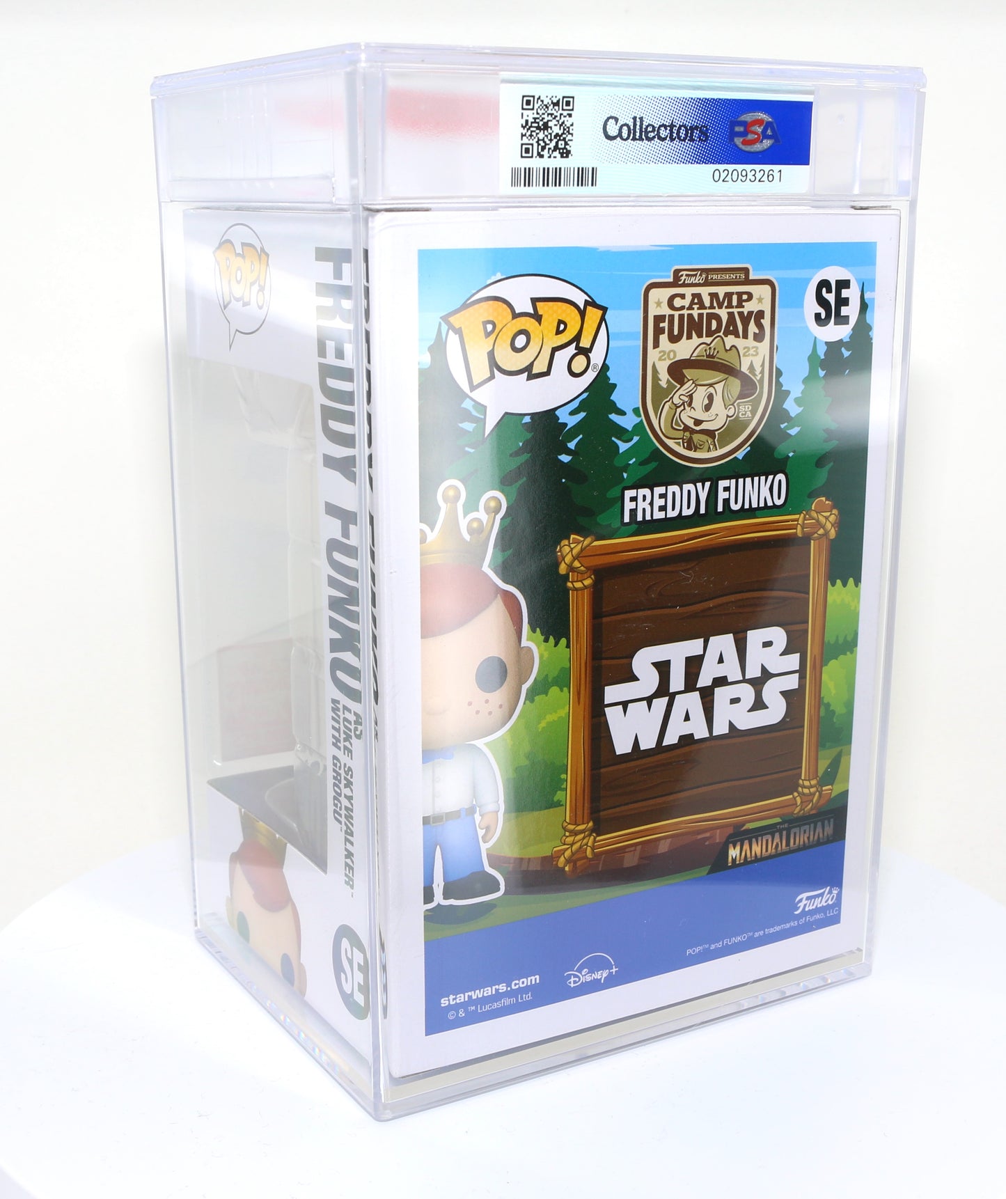 
                  
                    Freddy Funko as Luke Skywalker with Grogu from Star Wars: The Mandalorian 2023 Camp Fundays Exclusive Limited to 4000 Pieces Funko POP! #SE PSA Graded 8.5 - Grail
                  
                