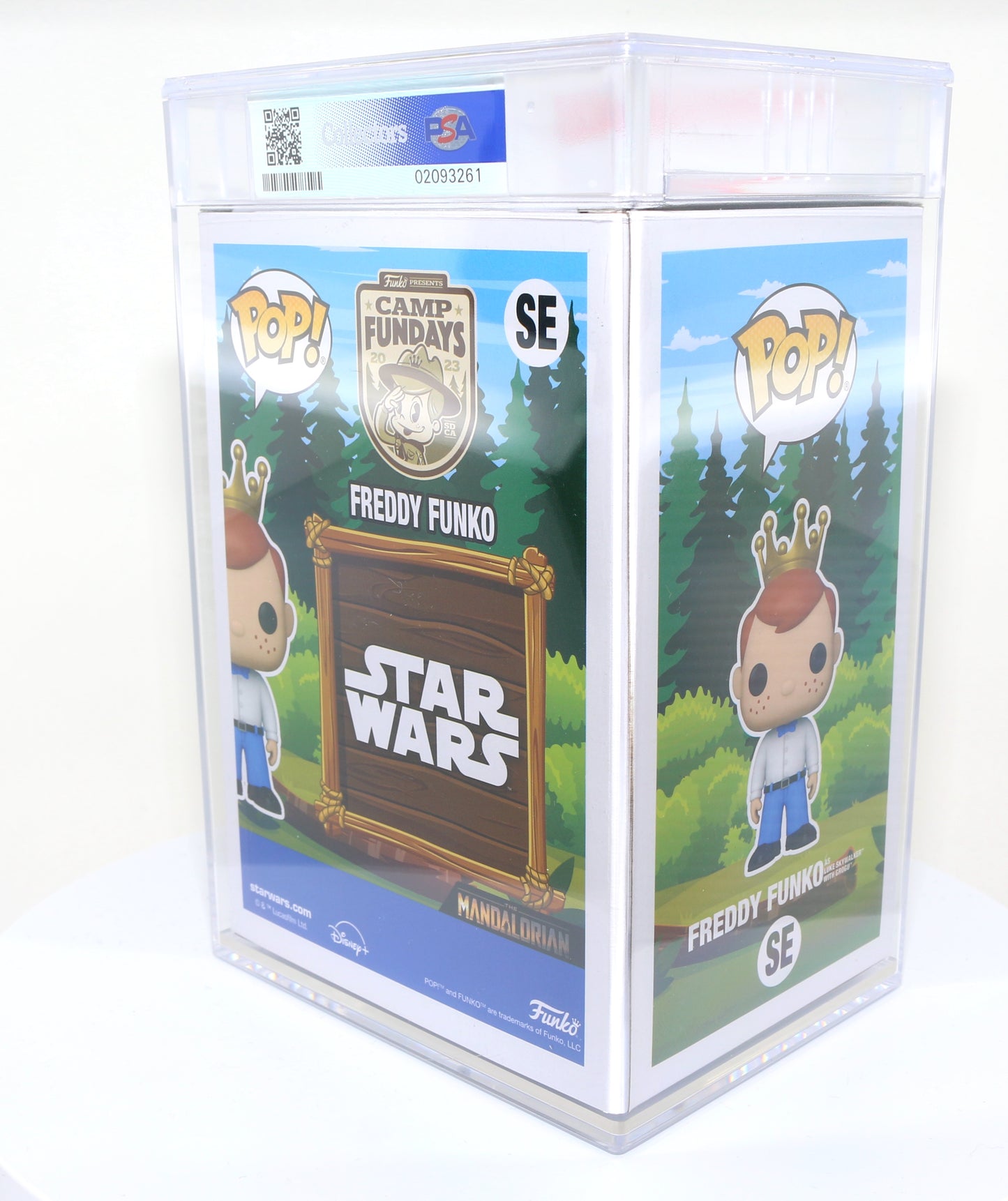 
                  
                    Freddy Funko as Luke Skywalker with Grogu from Star Wars: The Mandalorian 2023 Camp Fundays Exclusive Limited to 4000 Pieces Funko POP! #SE PSA Graded 8.5 - Grail
                  
                