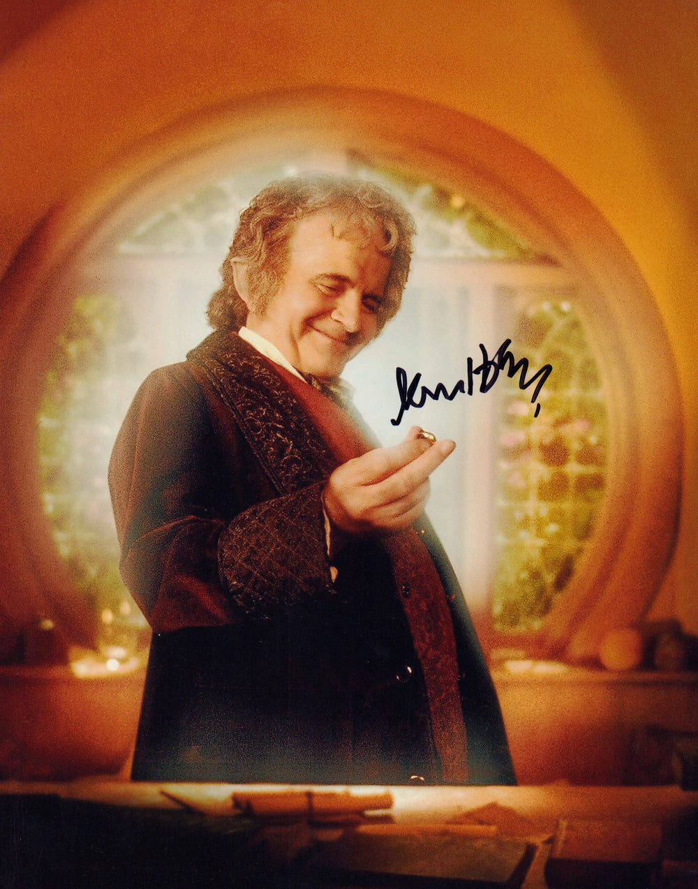 Ian Holm as Bilbo Baggins in The Lord of the Rings: The Fellowship of the Ring Signed 8x10 Photo