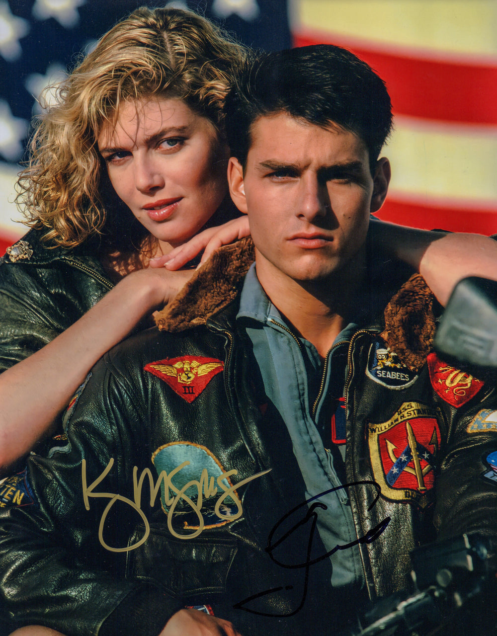 Tom Cruise as Maverick with Kelly McGillis as Charlie in Top Gun Signed 11x14 Photo