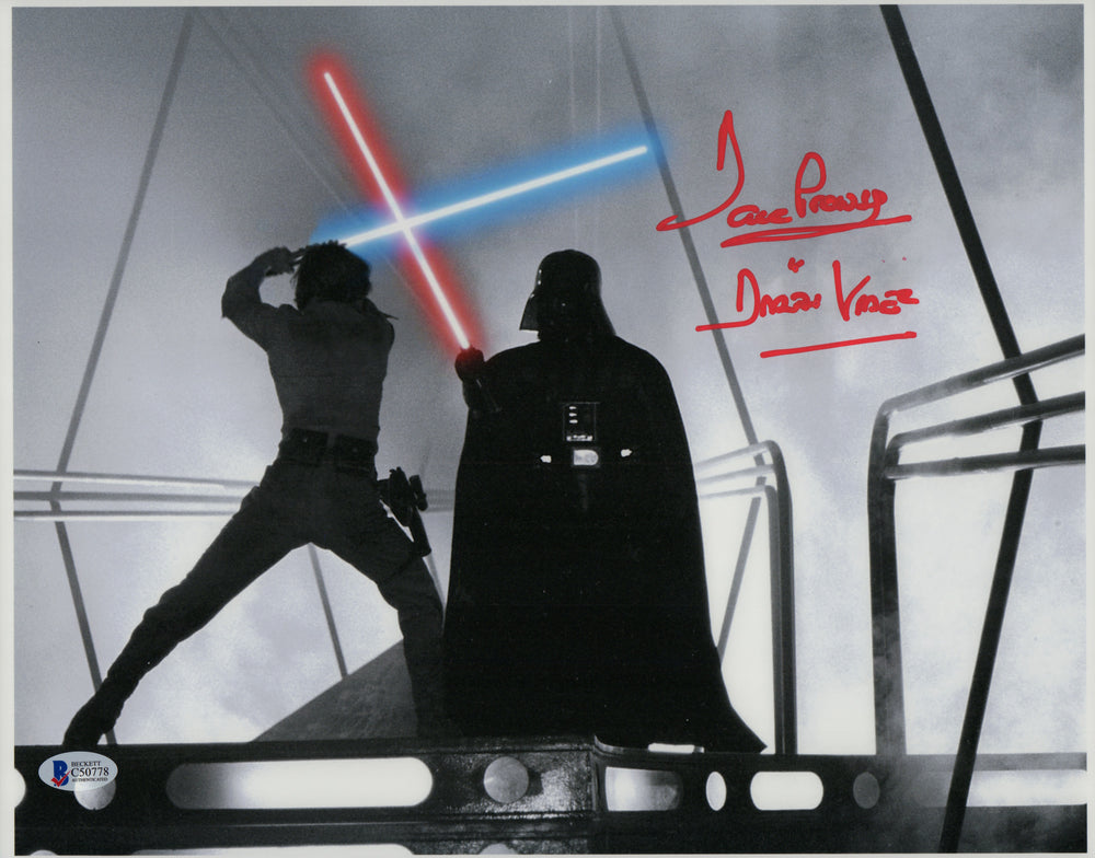 Dave Prowse as Darth Vader vs. Luke Skywalker Lightsaber Duel in Star Wars: The Empire Strikes Back Signed 11x14 Metallic Photo