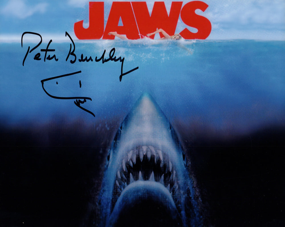 Peter Benchley Jaws Signed 8x10 Photo with Shark Sketch
