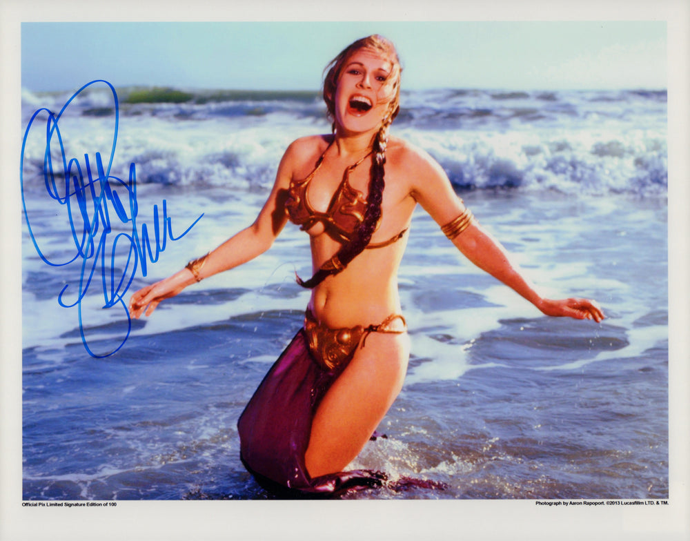 Carrie Fisher as Princess Leia in Star Wars: Return of the Jedi Signed Rolling Stone Beach Shot (Official Pix Limited Edition of 100) Metallic 11x14 Photo