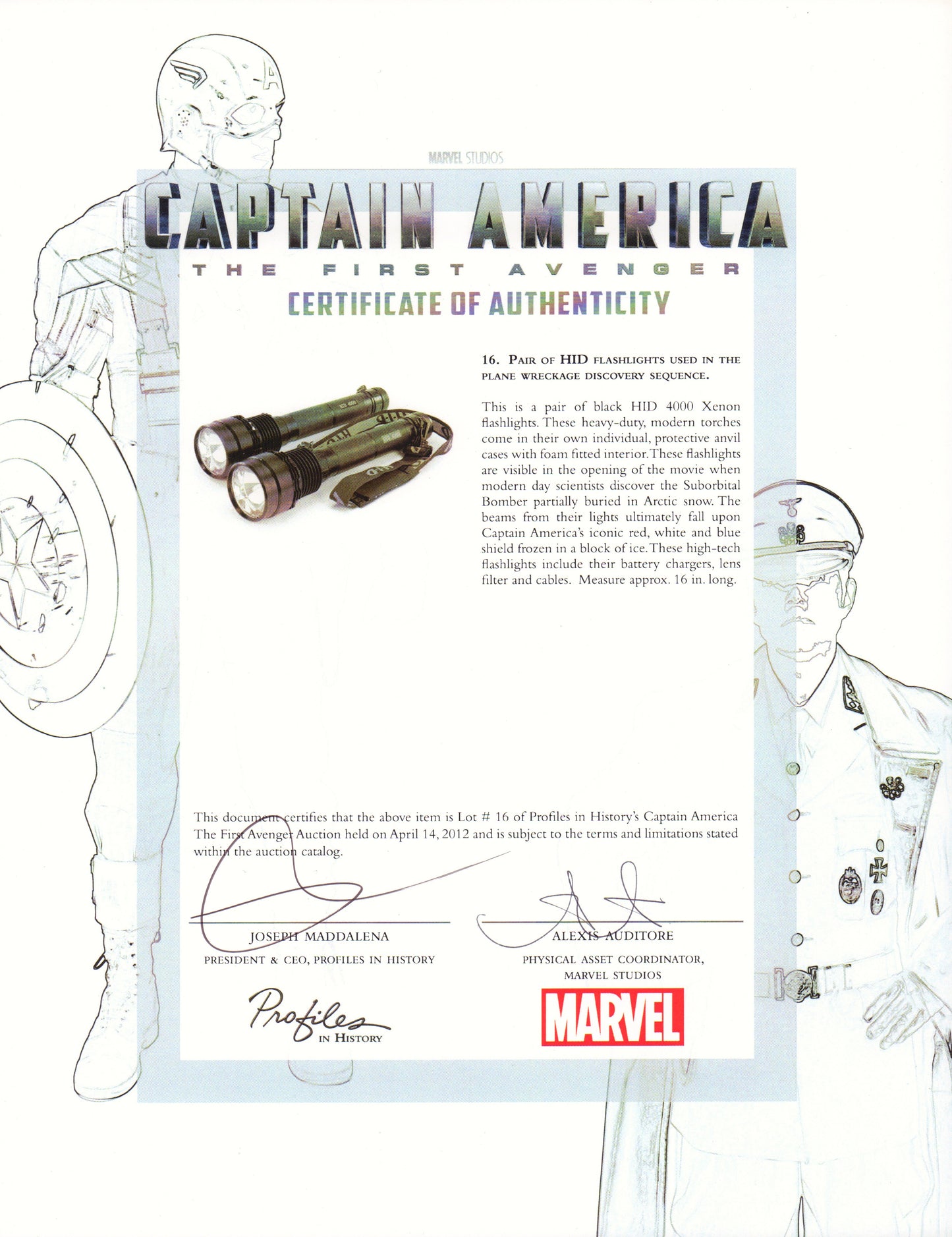 
                  
                    Captain America: The First Avenger Production Used Pair of HID Flashlights Used in the Opening Artic Sequence Where They Discover Frozen Cap - 2011
                  
                