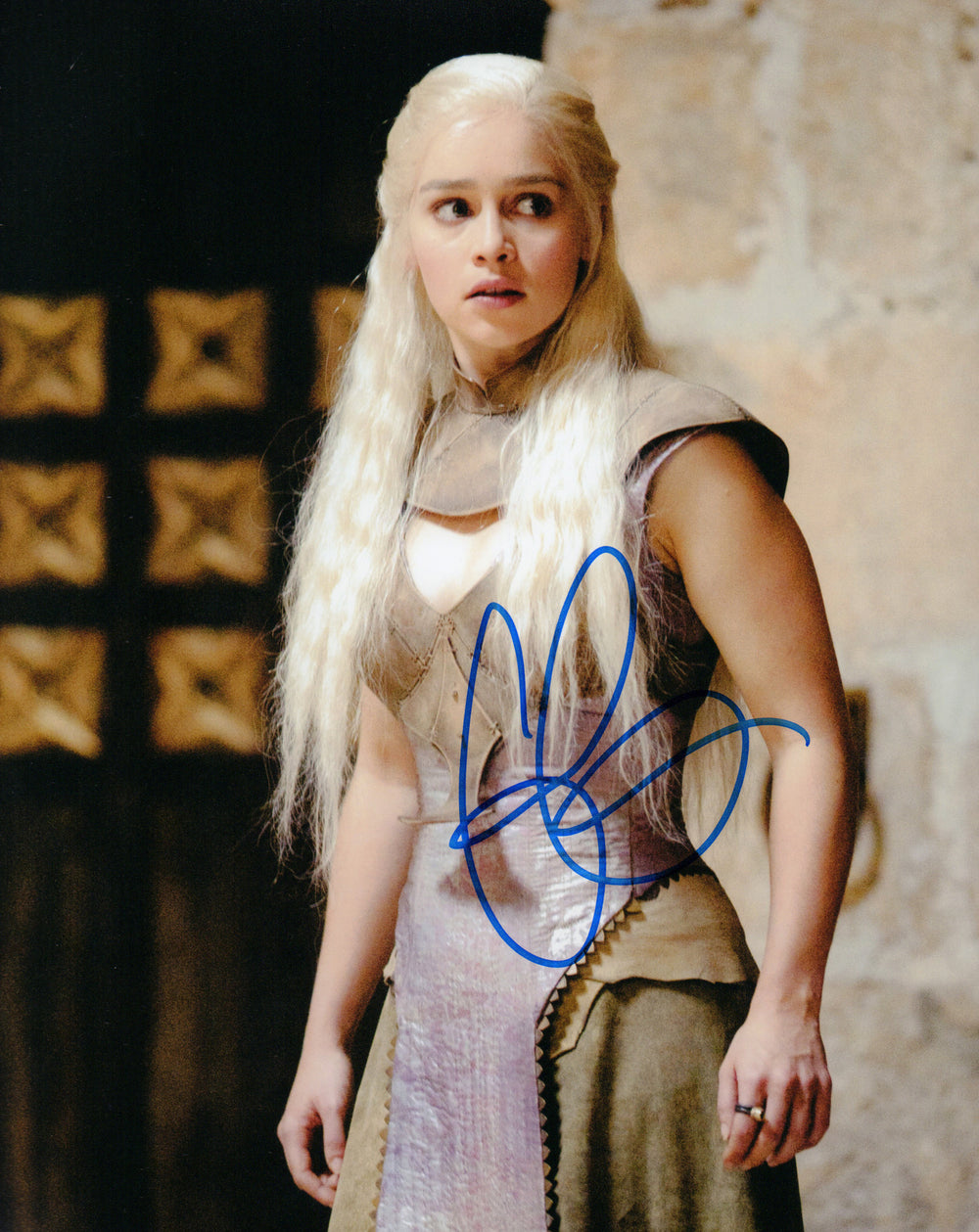 Emilia Clarke as Daenerys Targaryen in Game of Thrones Signed 8x10 Photo