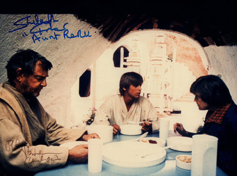 Phil Brown as Uncle Owen and Shelagh Fraser as Aunt Beru in Star Wars: A New Hope Signed 8x10 Photo with Character Names