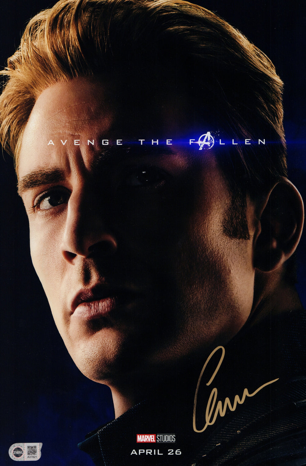 Chris Evans as Captain America in Avengers: Endgame (SWAU) Signed 11x17 Photo