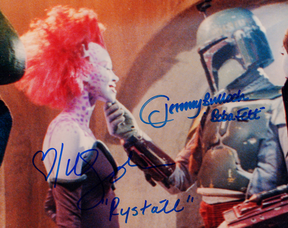 Jeremy Bulloch as Boba Fett with Mercedes Ngoh as Rystáll Sant in Star Wars: Return of the Jedi Signed 8x10 Photo