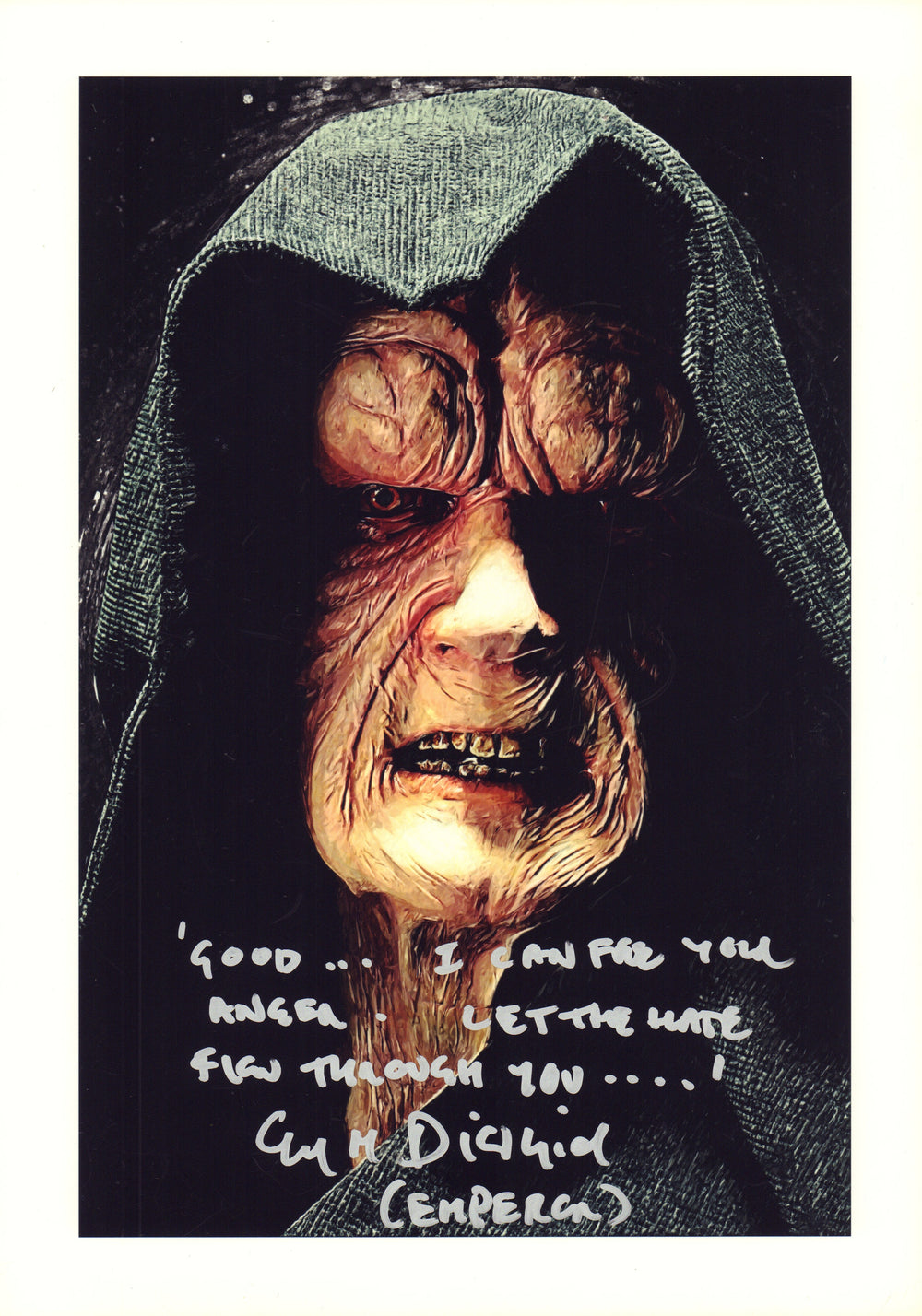 Ian McDiarmid as The Emperor in Star Wars: Return of the Jedi Signed 9.5x14 Art Print with Character Name & Quote