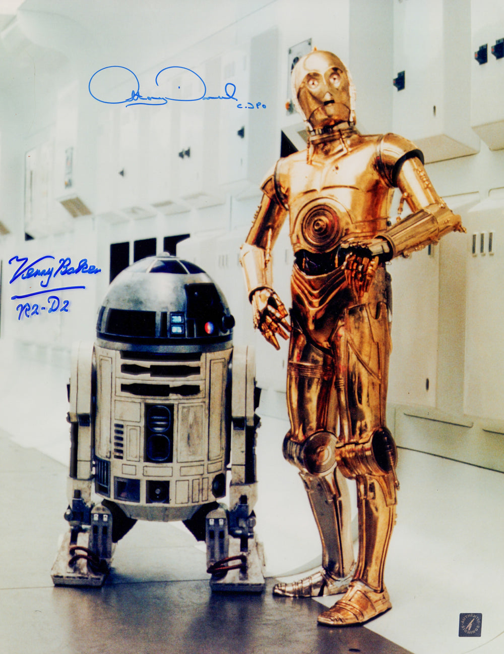 Anthony Daniels as C-3PO & Kenny Baker as R2-D2 in Star Wars: A New Hope Signed 16x20 Photo