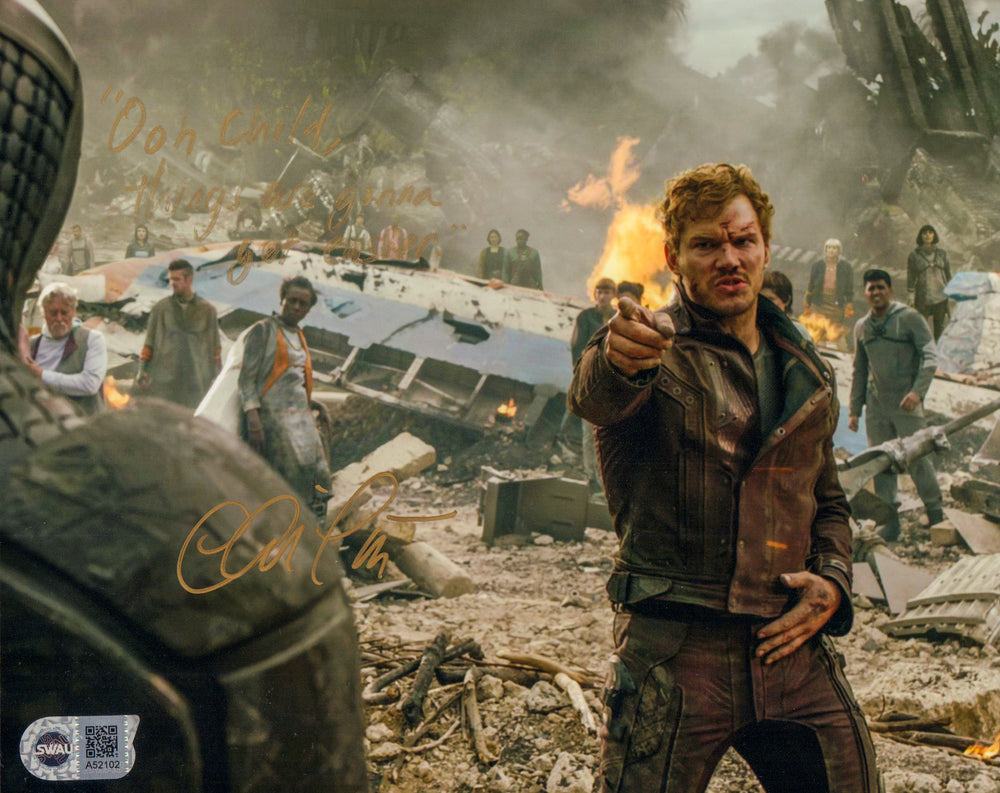 Chris Pratt as Star-Lord in Guardians of the Galaxy (SWAU) Signed 8x10 Photo with Quote
