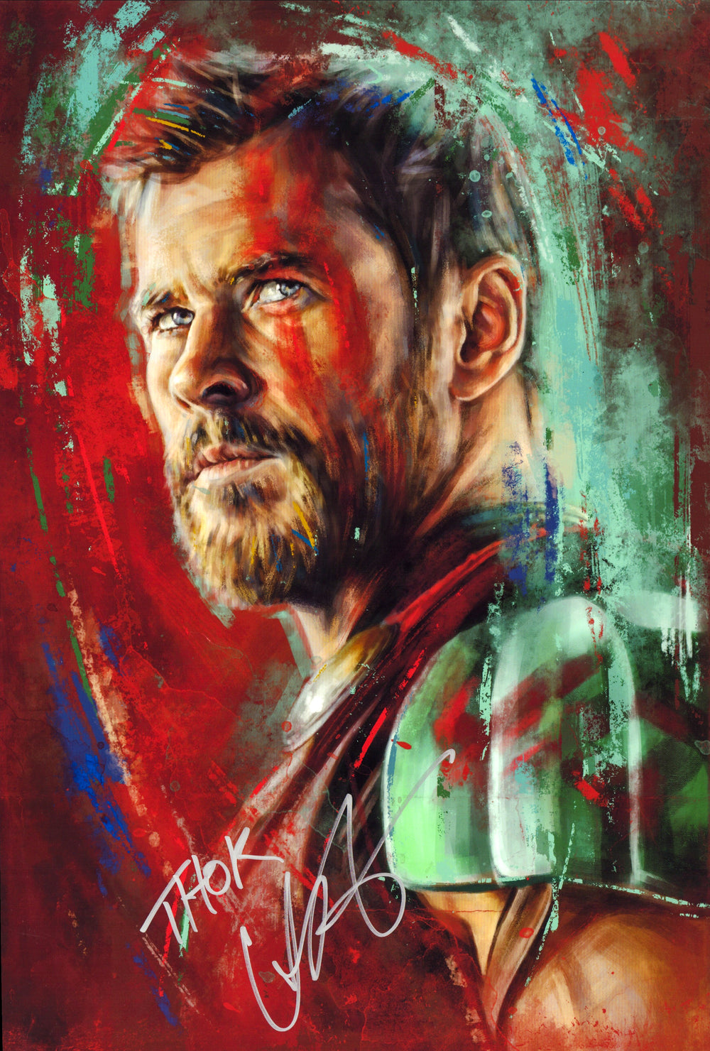 Chris Hemsworth as Thor in Thor: Ragnarok Signed 13x19 Robert Bruno Limited Edition Art Print with Character Name