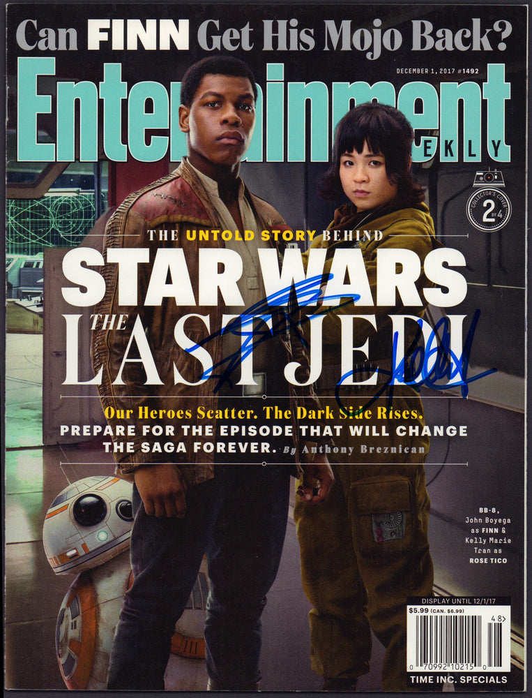 
                  
                    Daisy Ridley, Adam Driver, Oscar Isaac, Laura Dern, John Boyega, & Kelly Marie Tran in Star Wars: The Last Jedi Signed 3pc Set of Entertainment Weekly Magazines
                  
                