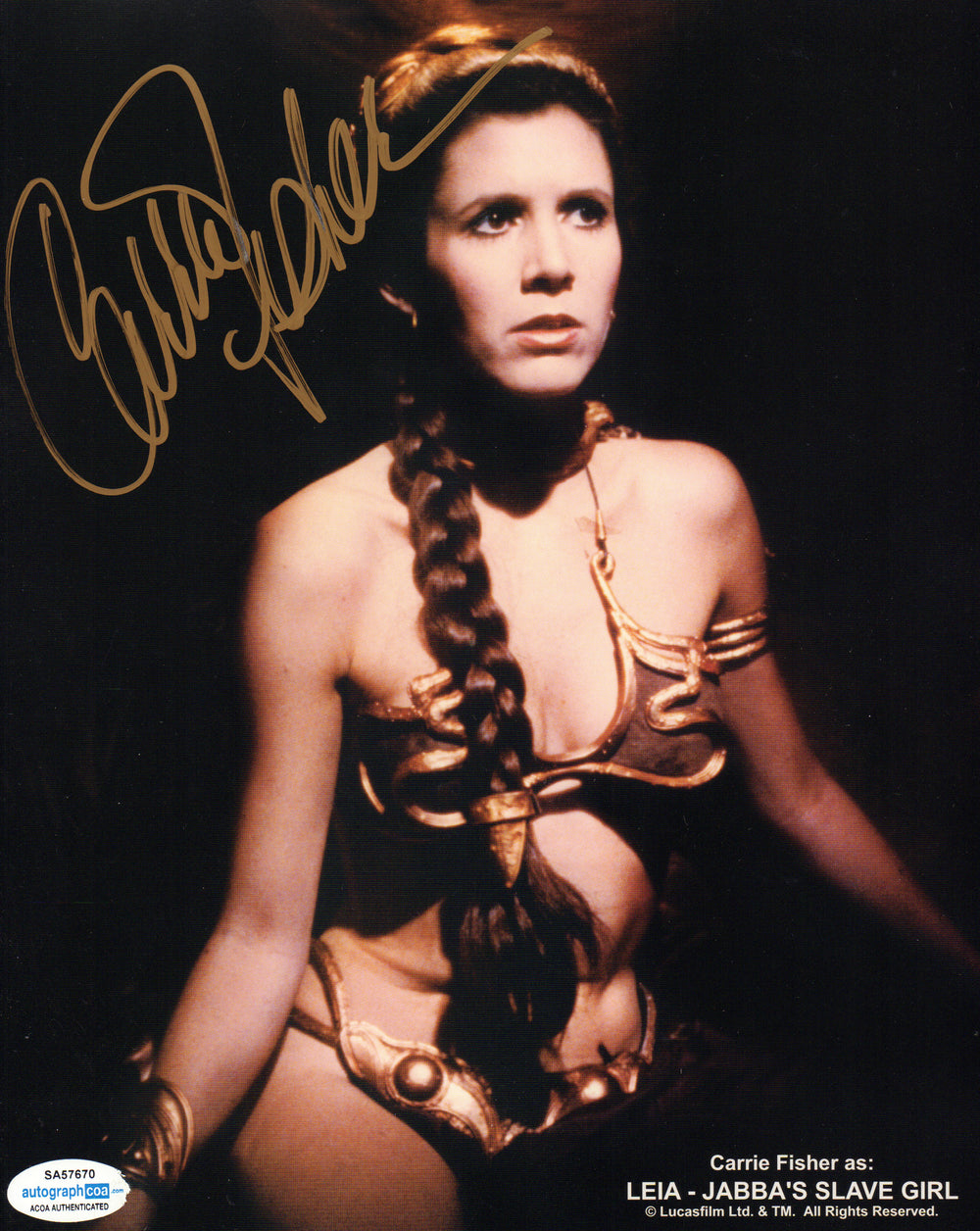 Carrie Fisher as Slave Princess Leia in Star Wars: Return of the Jedi Signed 8x10 Photo