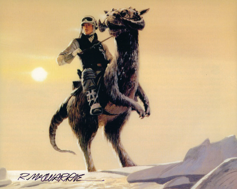 Star Wars: The Empire Strikes Back Luke Riding Tauntaun 8x10 Photo Signed by Concept Artist Ralph McQuarrie