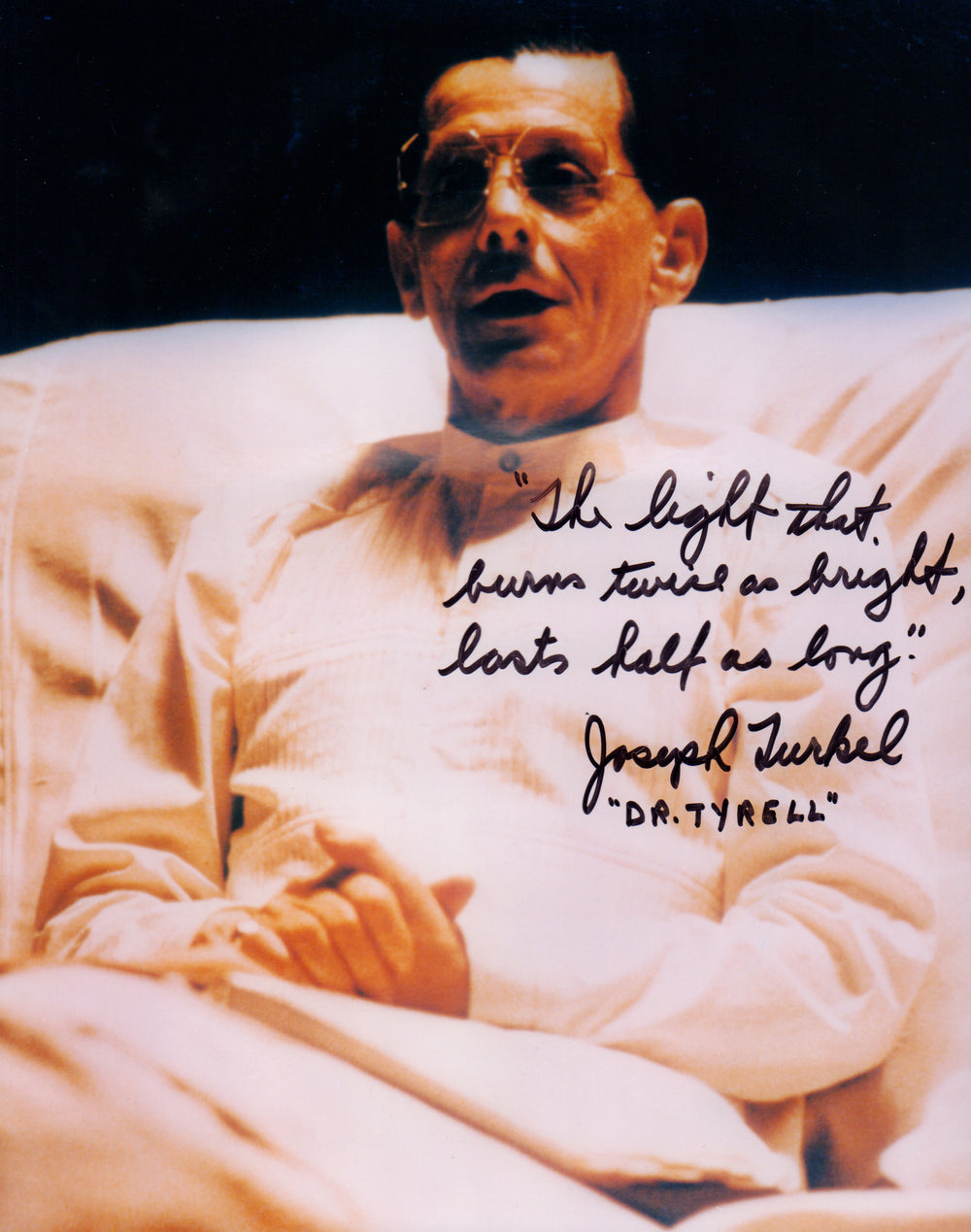 Joe Turkel as Eldon Tyrell in Ridley Scott's Blade Runner Signed 8x10 Photo with Character Name & Quote