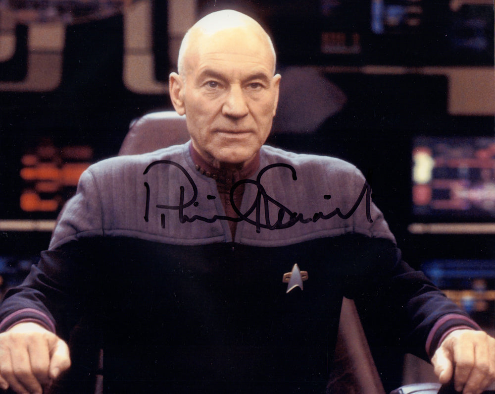 Patrick Stewart as Captain Jean-Luc Picard in Star Trek: The Next Generation Signed 8x10 Photo