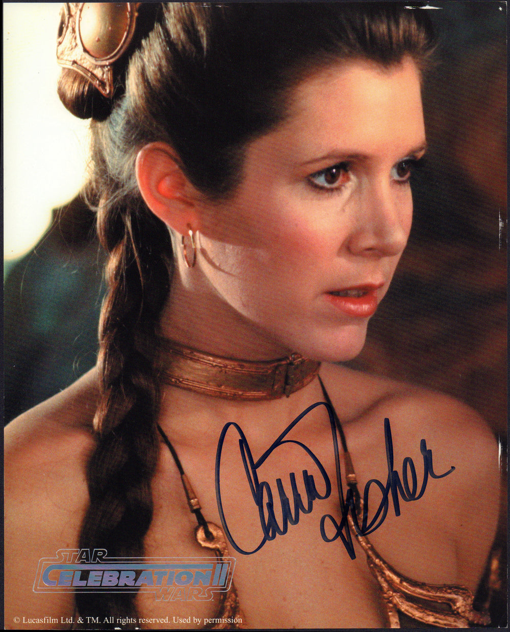 Carrie Fisher as Slave Princess Leia in Star Wars: Return of the Jedi (Official Pix Celebration II) Signed 8x10 Photo
