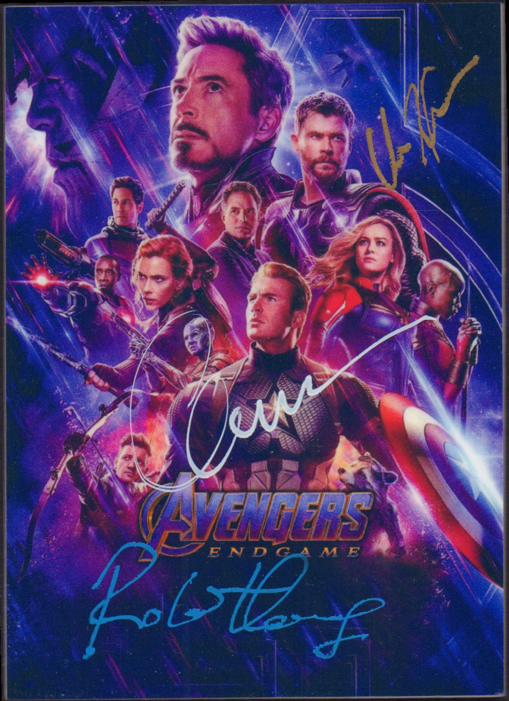 Avengers: Endgame Custom Trading Card (SWAU) Signed by Robert Downey Jr., Chris Evans, & Chris Hemsworth
